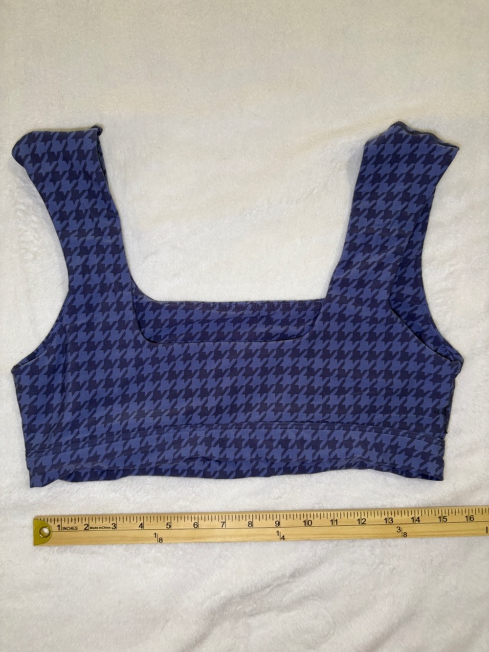 Offline by Aerie Blue Houndstooth Square-Neck Crop Top